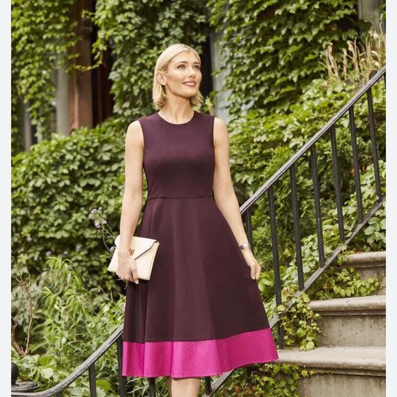 Sleeveless fit and flare color-blocked dress. - Picture 3 of 5